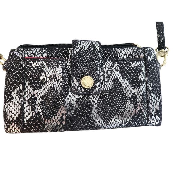 Steve Madden Crossbody Clutch Metallic Snake Skin Phone Purse Bag - Picture 2 of 7